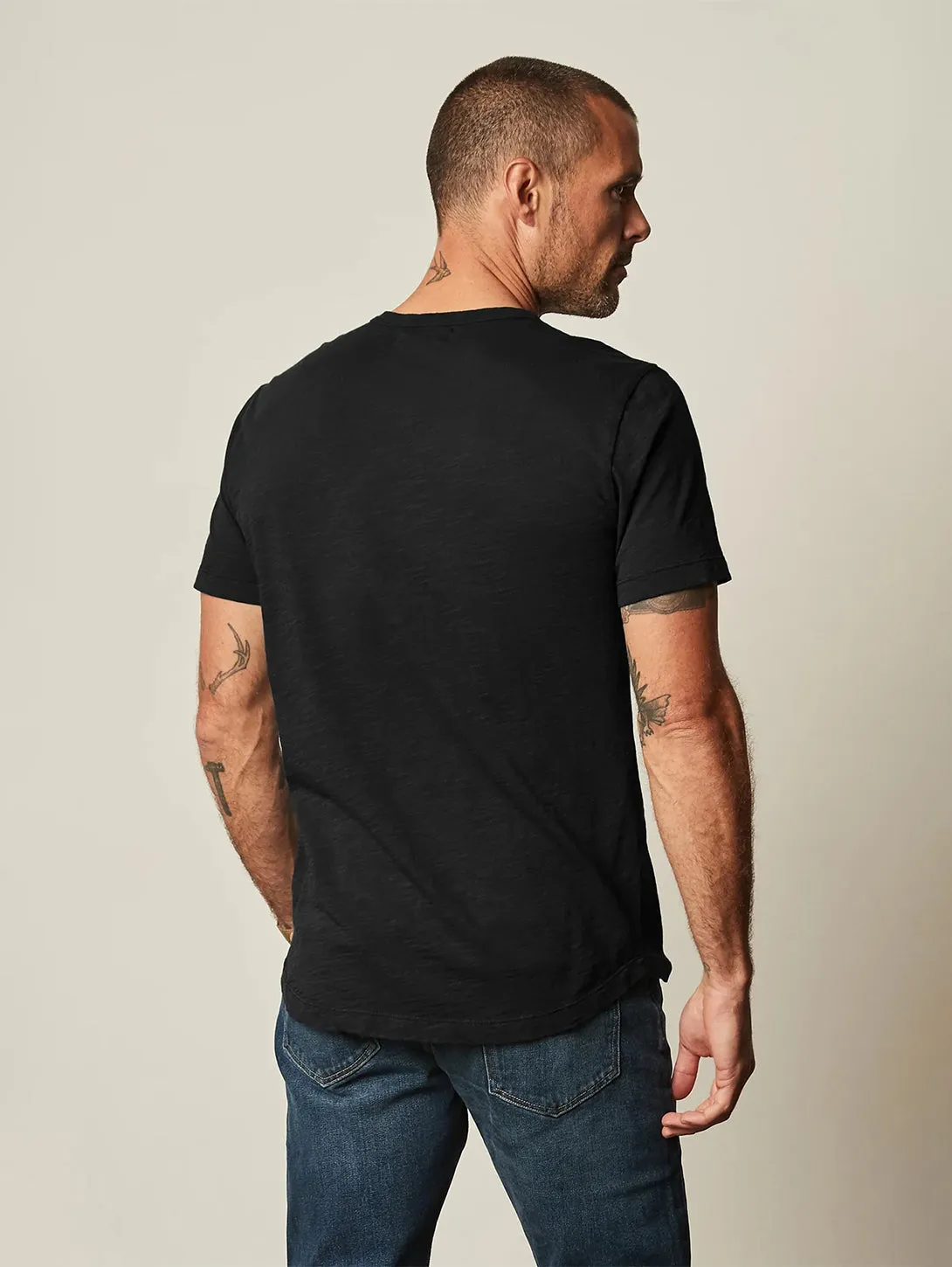Amaro Slub Short Sleeve T-Shirt - Black