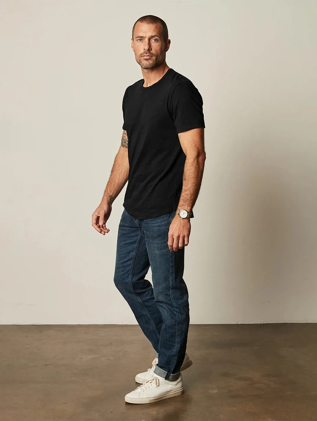 Amaro Slub Short Sleeve T-Shirt - Black