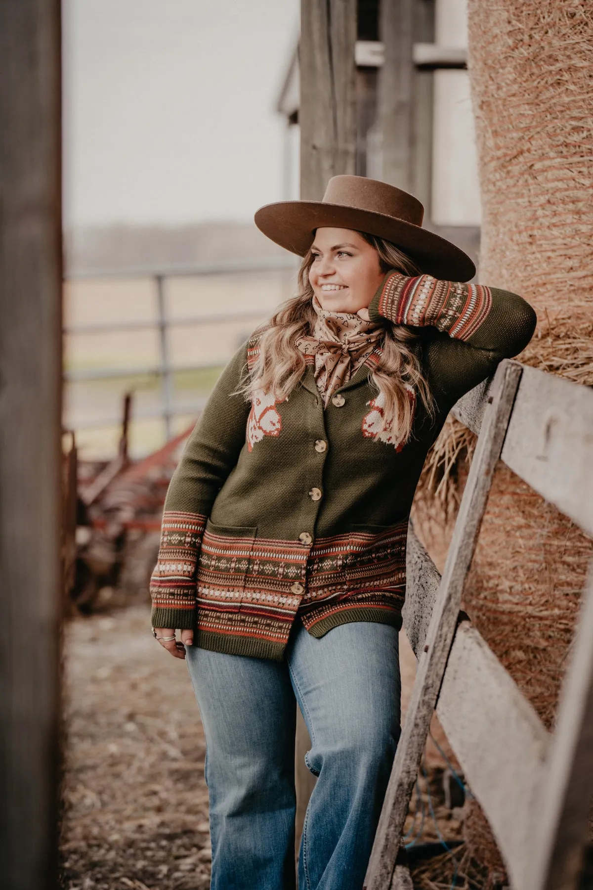 'Benson' Hereford Cardigan (Grey & Olive; S-XXL)