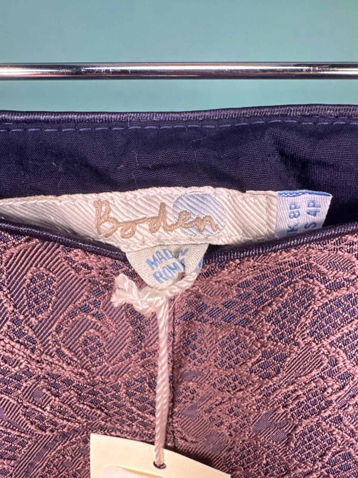 Boden Mauve Jacquard Trousers UK 8P