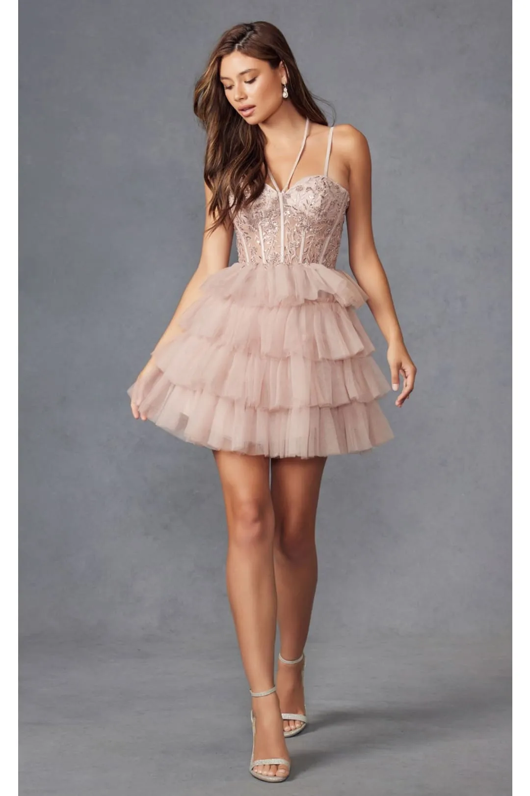 Buff Bridesmaid Dresses-Inexpensive Applique Short Juliet JT923S