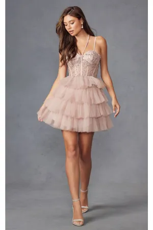 Buff Bridesmaid Dresses-Inexpensive Applique Short Juliet JT923S