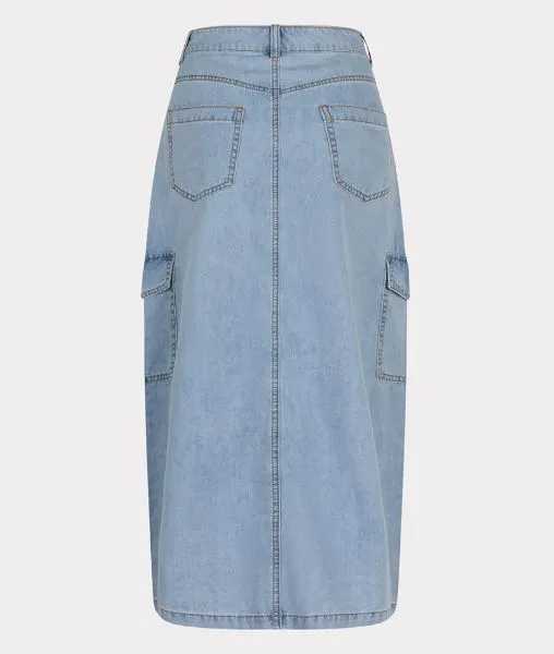 Denim Cargo Midi Skirt