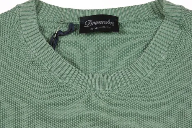 Drumohr Sweater: Small, Faded spearmint green weave, crewneck vest, pure cotton