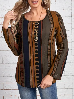 EMERY ROSE Striped & Geo Print Blouse