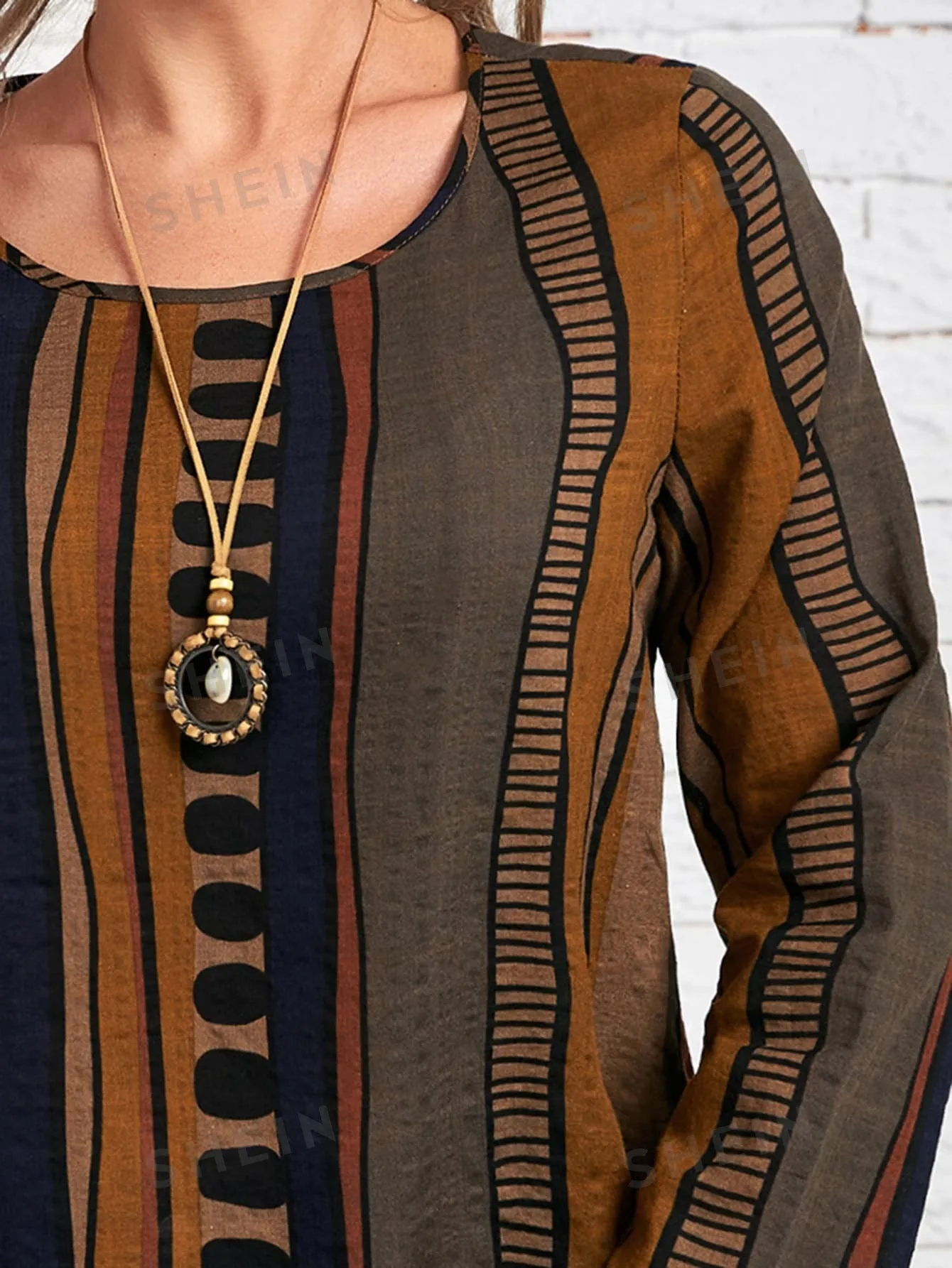 EMERY ROSE Striped & Geo Print Blouse