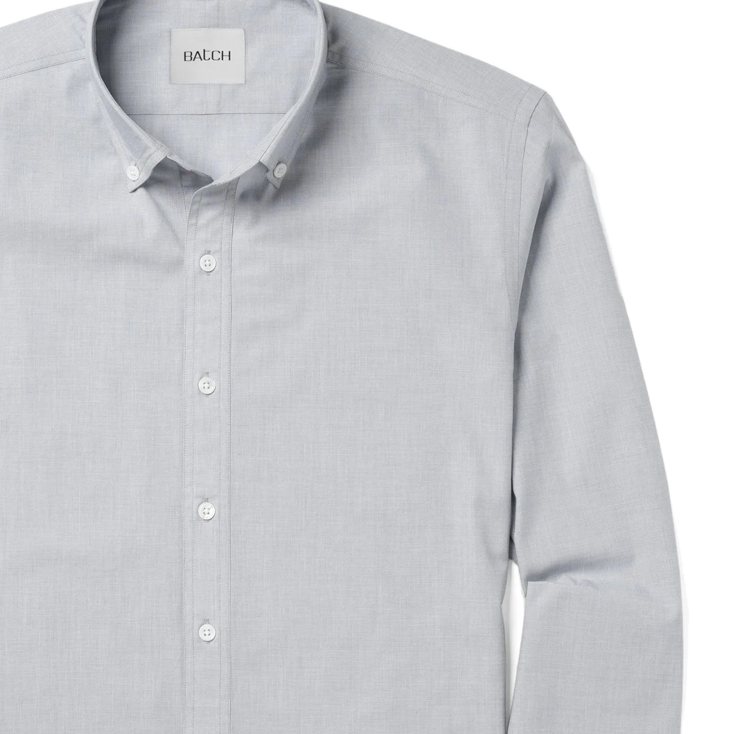 Essential Button Down Collar Casual Shirt - Aluminum Gray Cotton End-on-end