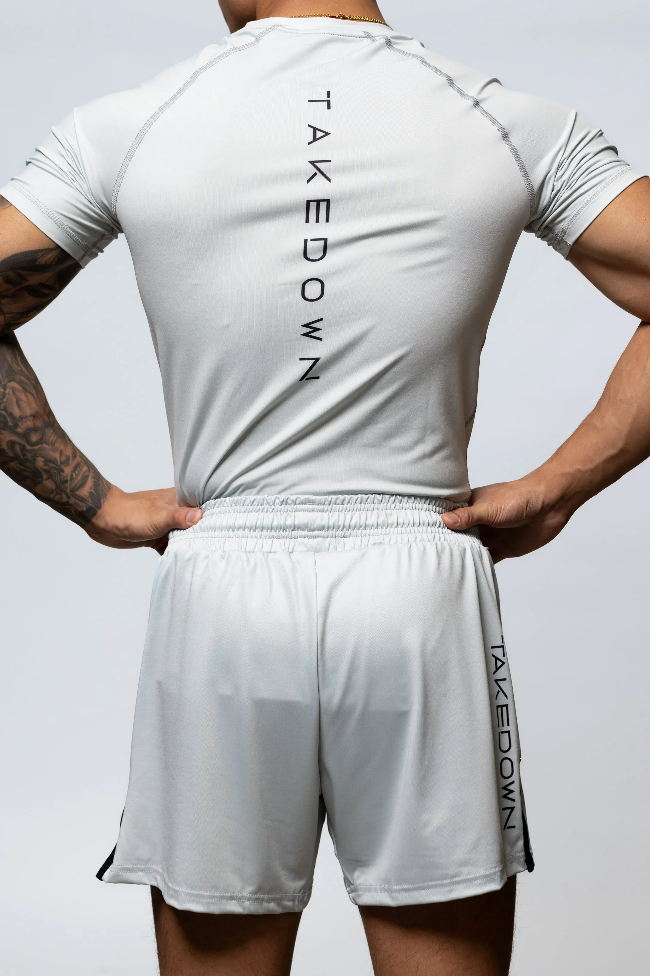 Essential Silver Fight Kit (Fight Short & Rashguard Bundle)