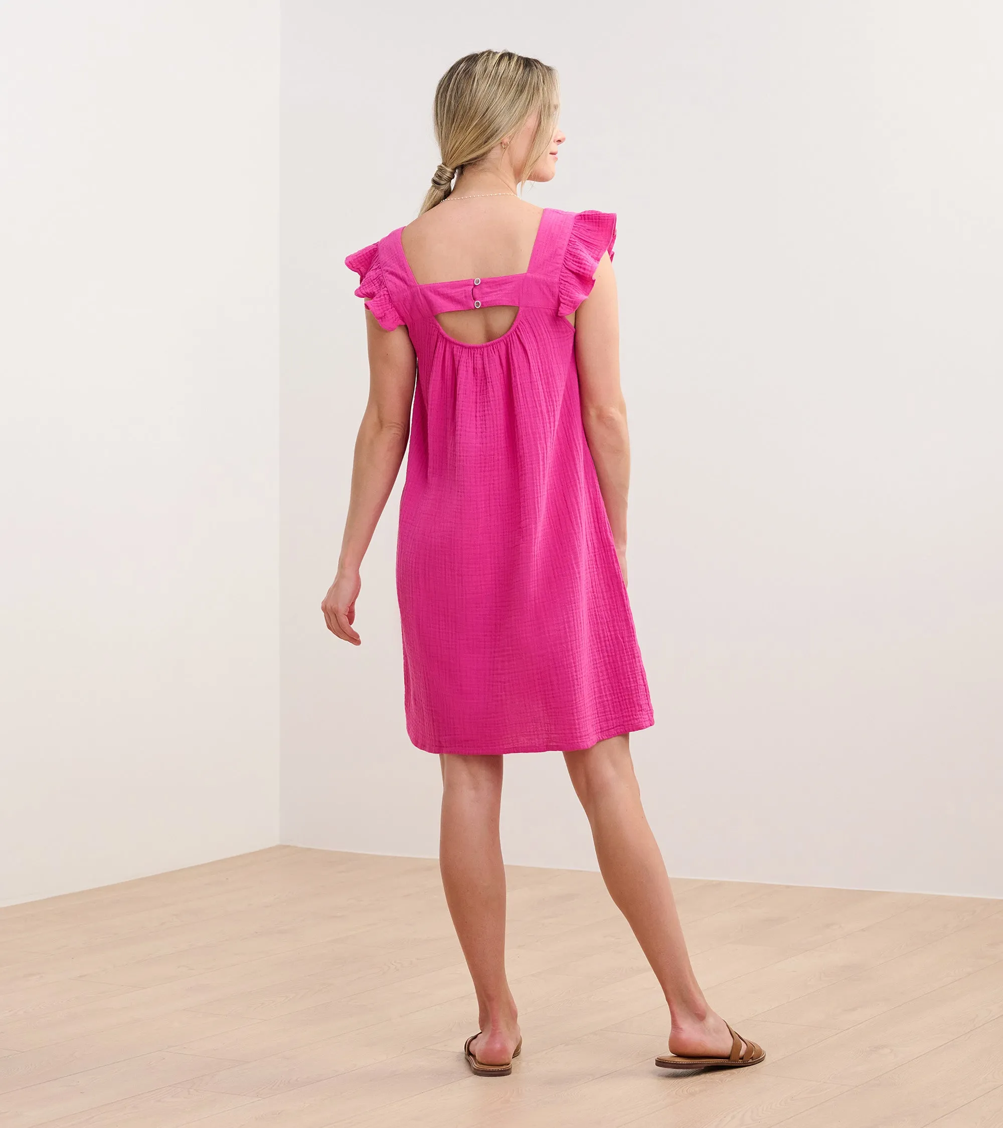 Flutter Sleeve Dress - Fuchsia