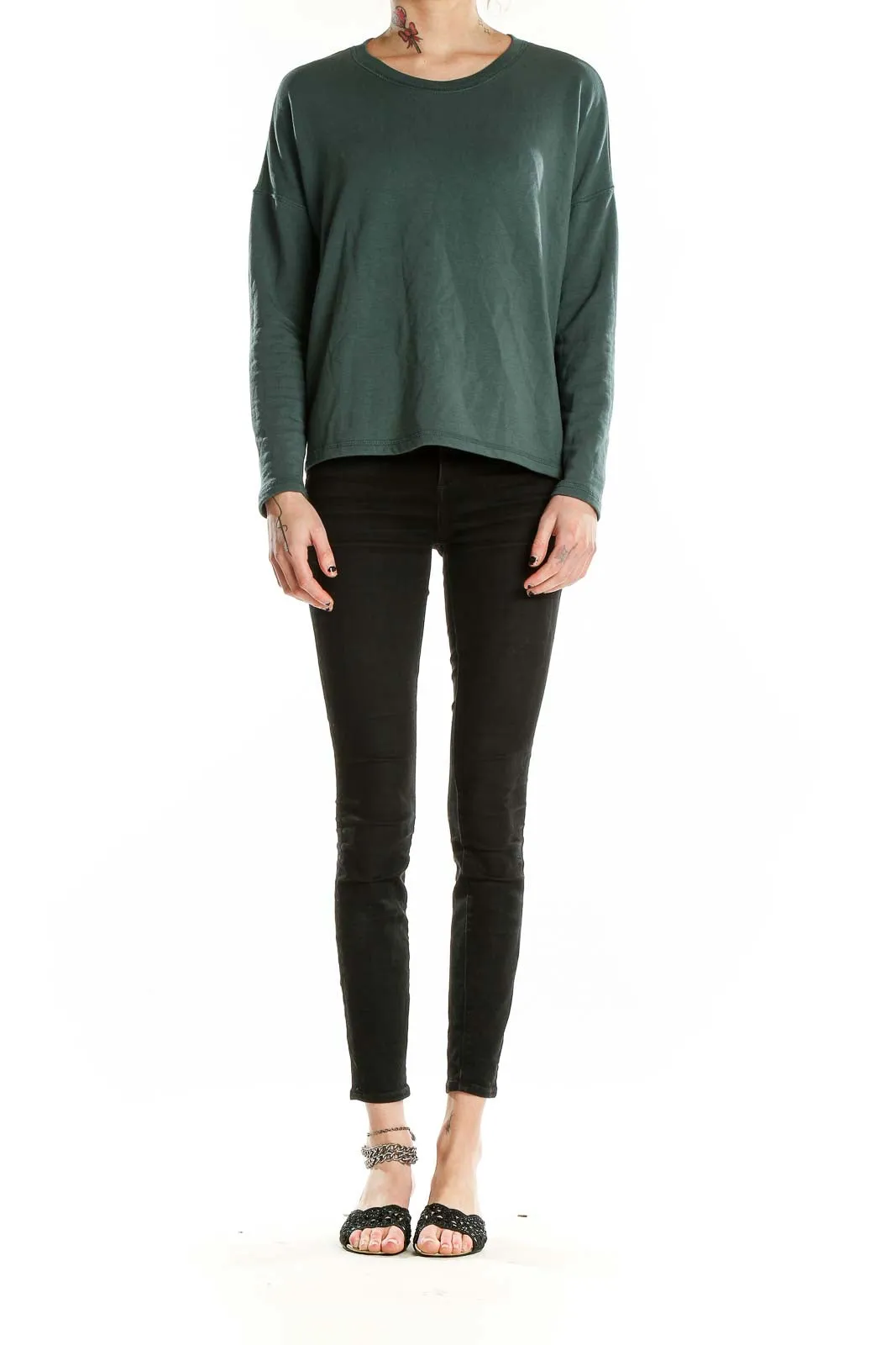 Forest Green Relaxed Fit Long Sleeve Top