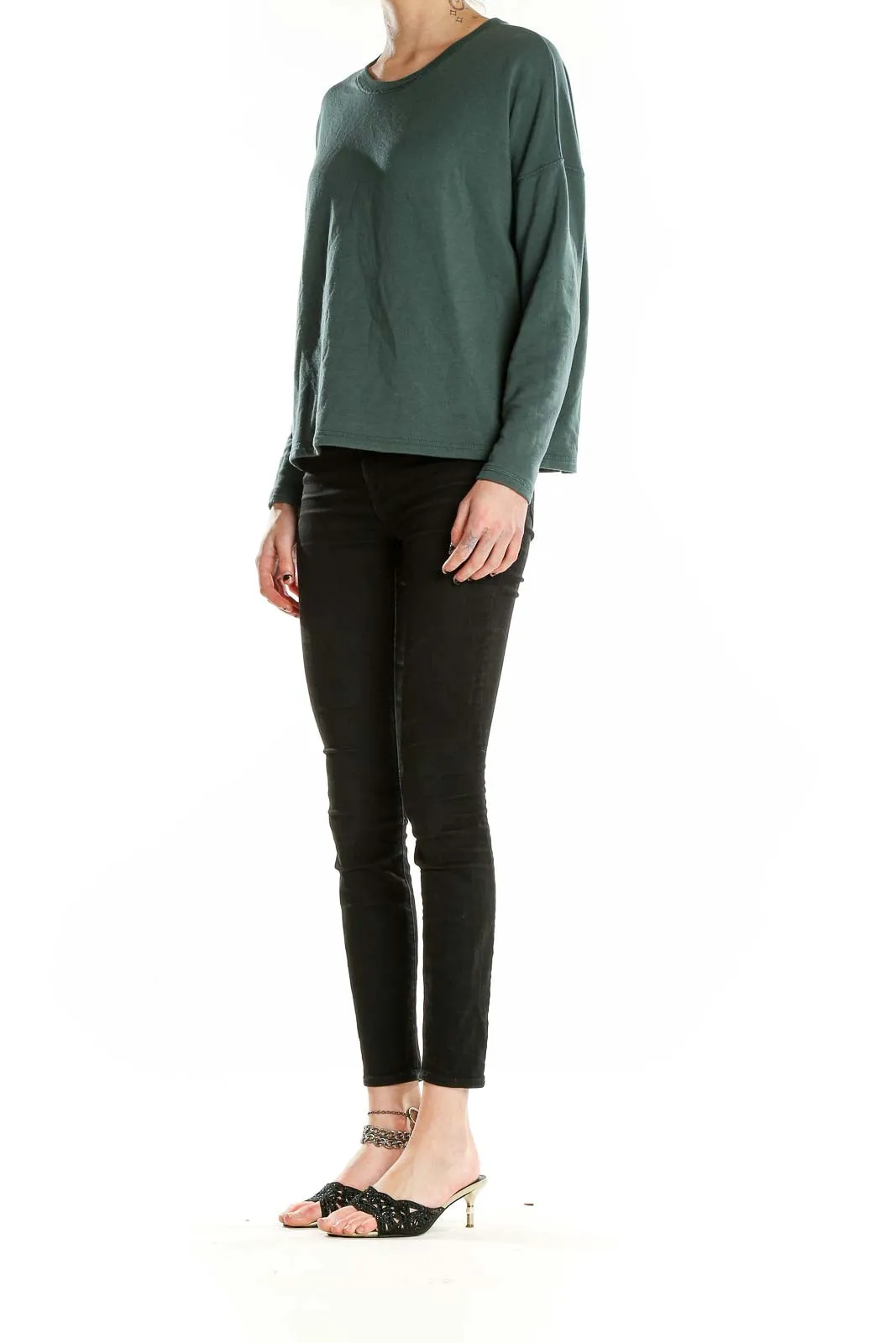 Forest Green Relaxed Fit Long Sleeve Top