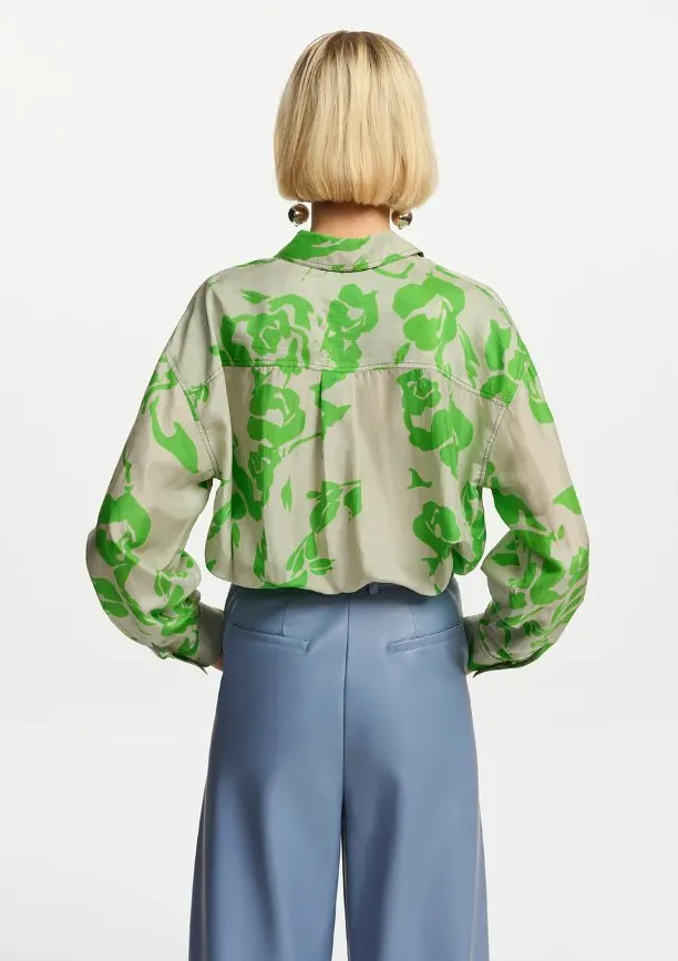 Forgetmenot Silk Button Down Shirt
