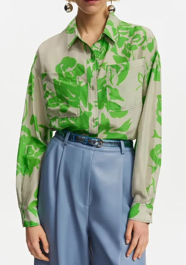 Forgetmenot Silk Button Down Shirt