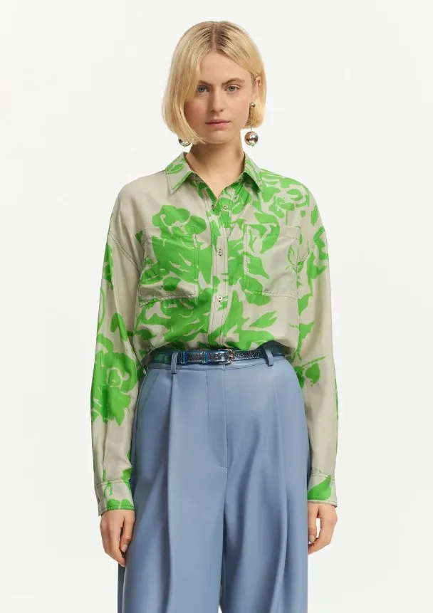 Forgetmenot Silk Button Down Shirt