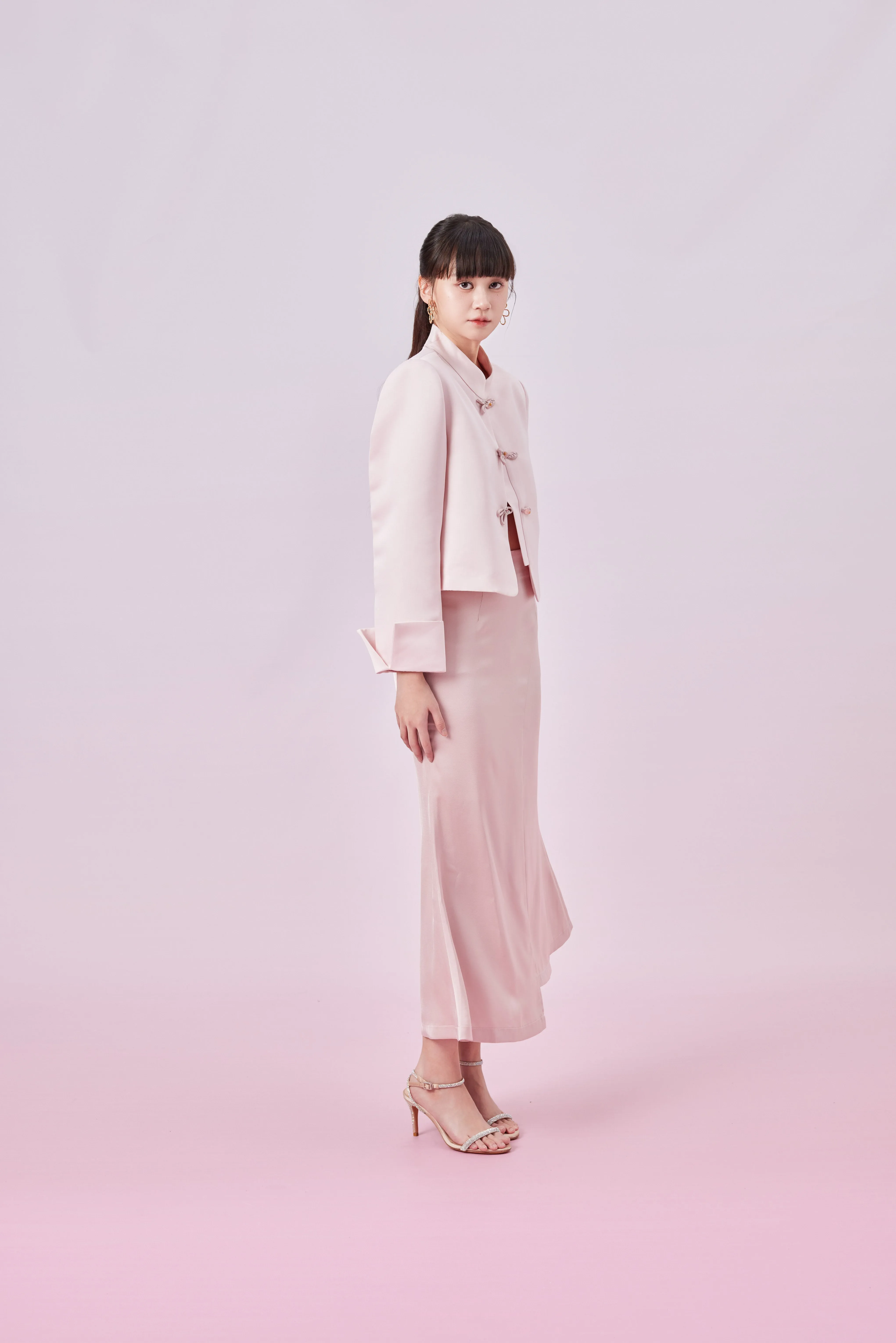 Genelle Pink Mandarin Collar Top