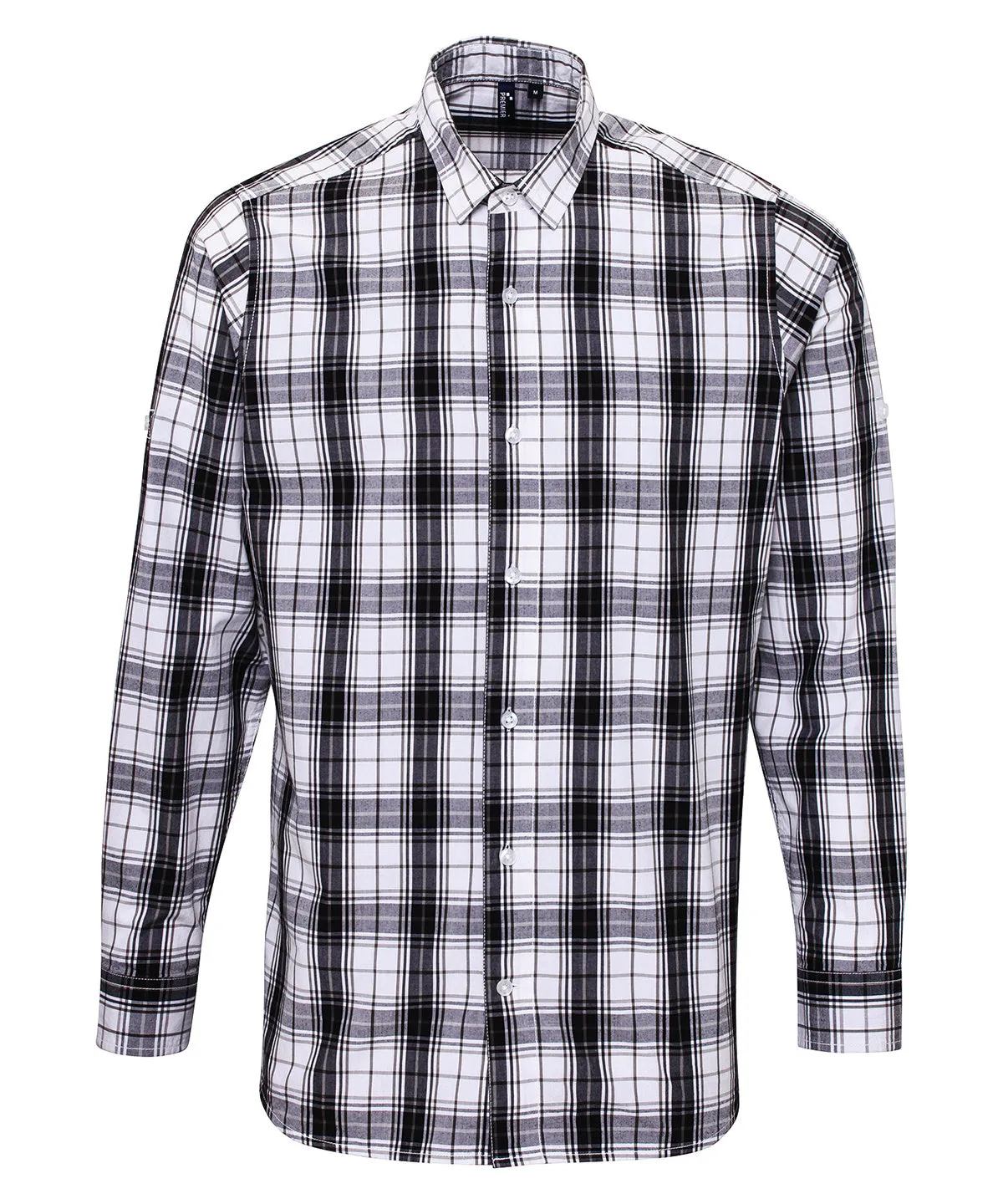 Ginmill check cotton long sleeve shirt | Black/White