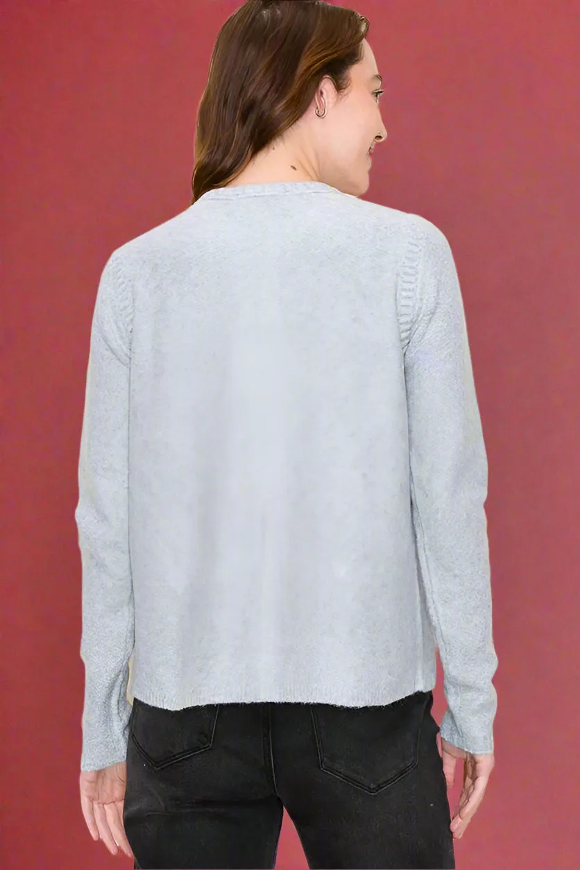 Gold Button Sweater Jacket - Grey