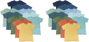 HonestBaby Multipack T-Shirt 100% Organic Cotton Infant Baby, Toddler, Little Kids Boys, Girls, Unisex, 20-Pack Rainbow Gems Blues, 3T