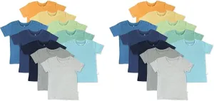 HonestBaby Multipack T-Shirt 100% Organic Cotton Infant Baby, Toddler, Little Kids, Girls, Unisex, 20-Pack Rainbow Boy, 18 Months