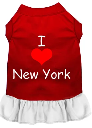 I Heart New York Screen Print Dress Red With White Xl