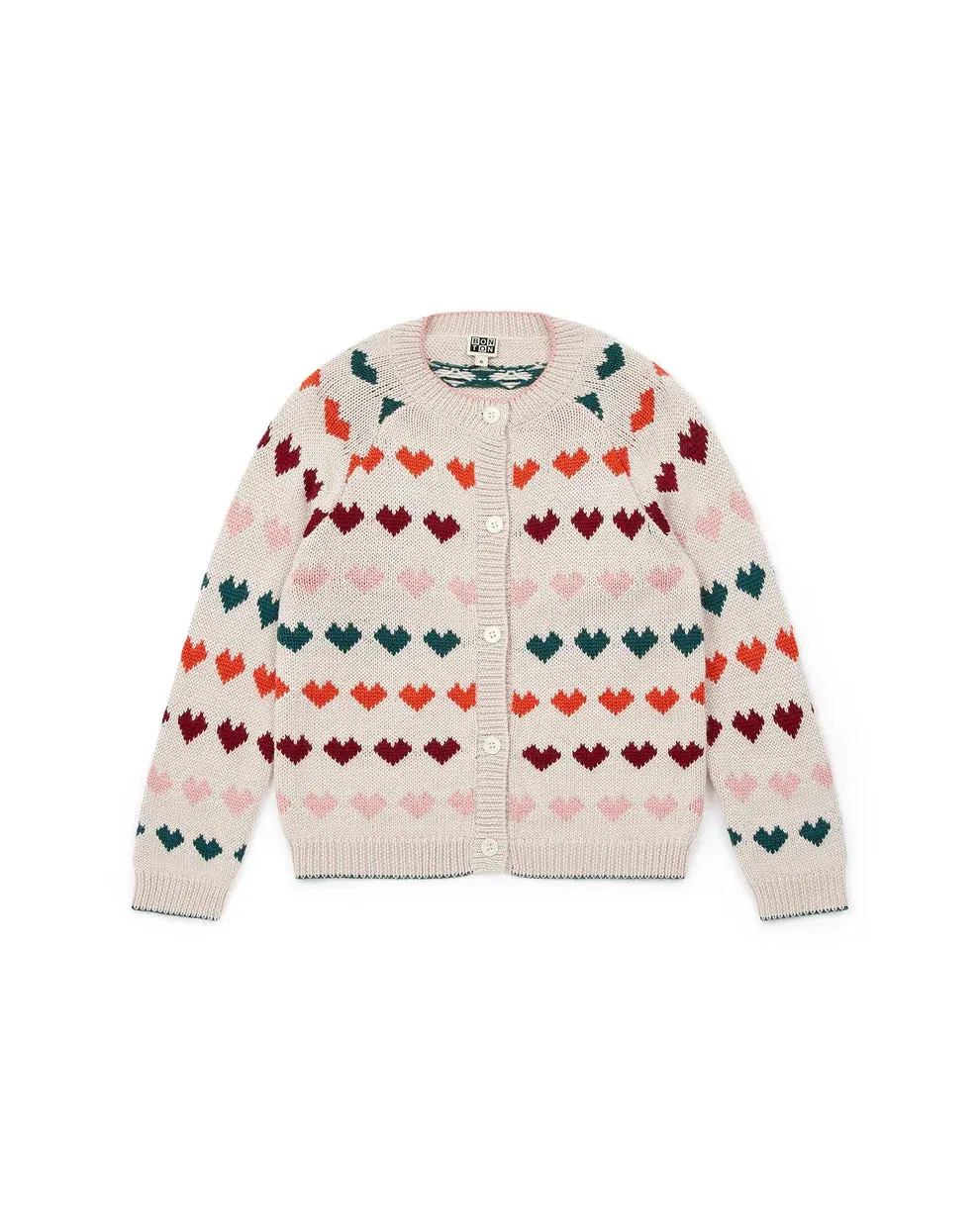 Jacquard Knit Hearts Cardigan