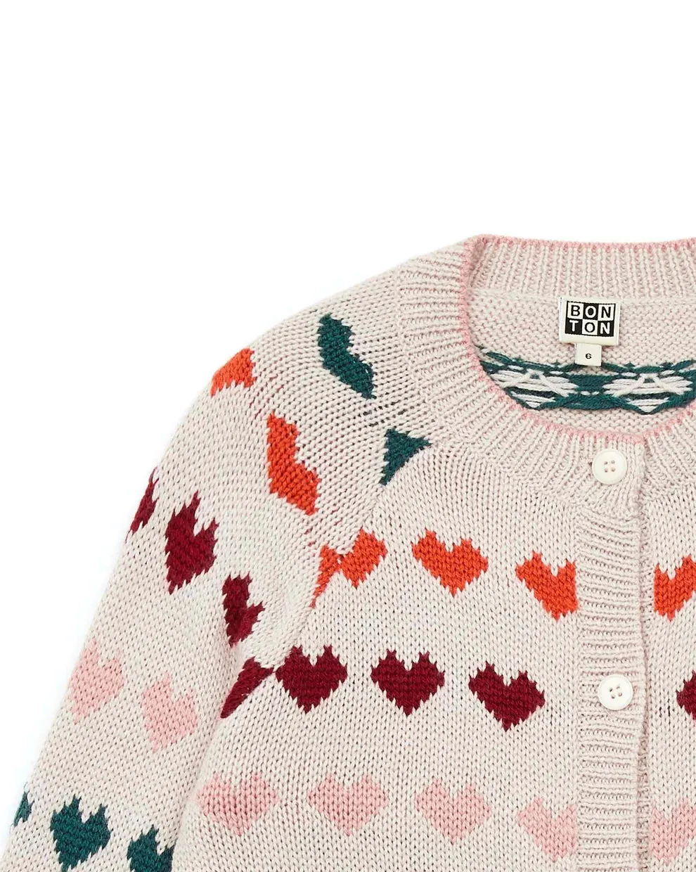 Jacquard Knit Hearts Cardigan