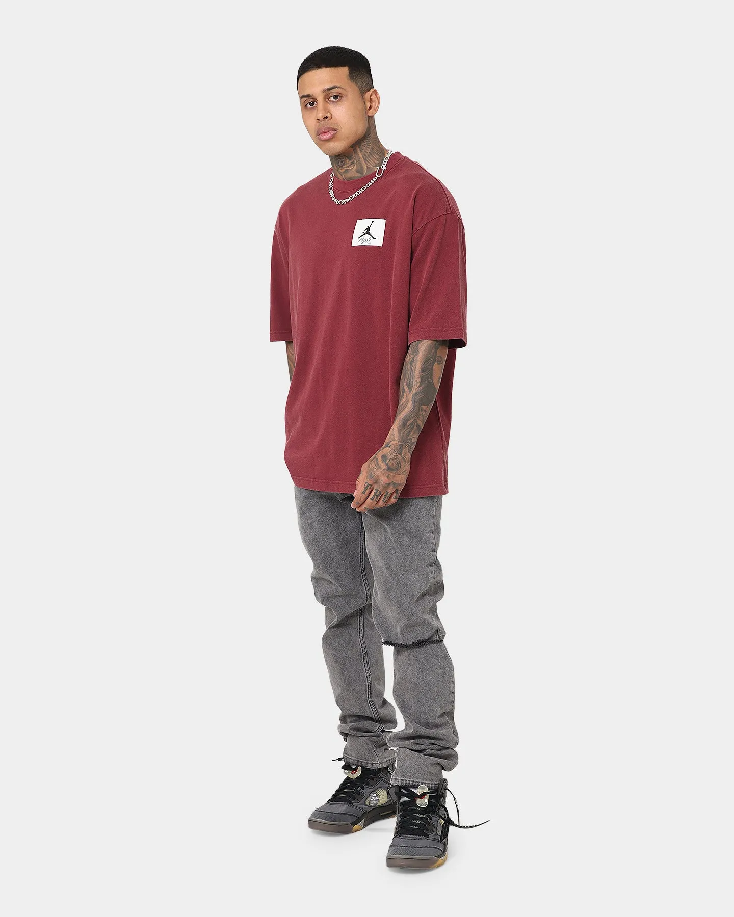 Jordan Flight Essential Oversized Washed T-Shirt Cherrywood Red
