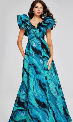 Jovani 40696 - V-Neck Prom Gown with Ruffle Sleeves