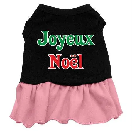 Joyeux Noel Screen Print Dress Black with Pink XS (8)
