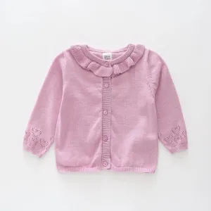 Lilac Ruffles Knit Cardigan