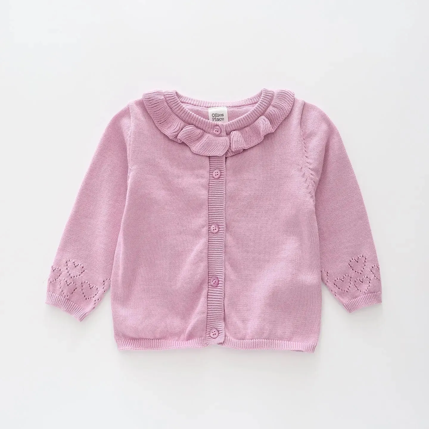 Lilac Ruffles Knit Cardigan