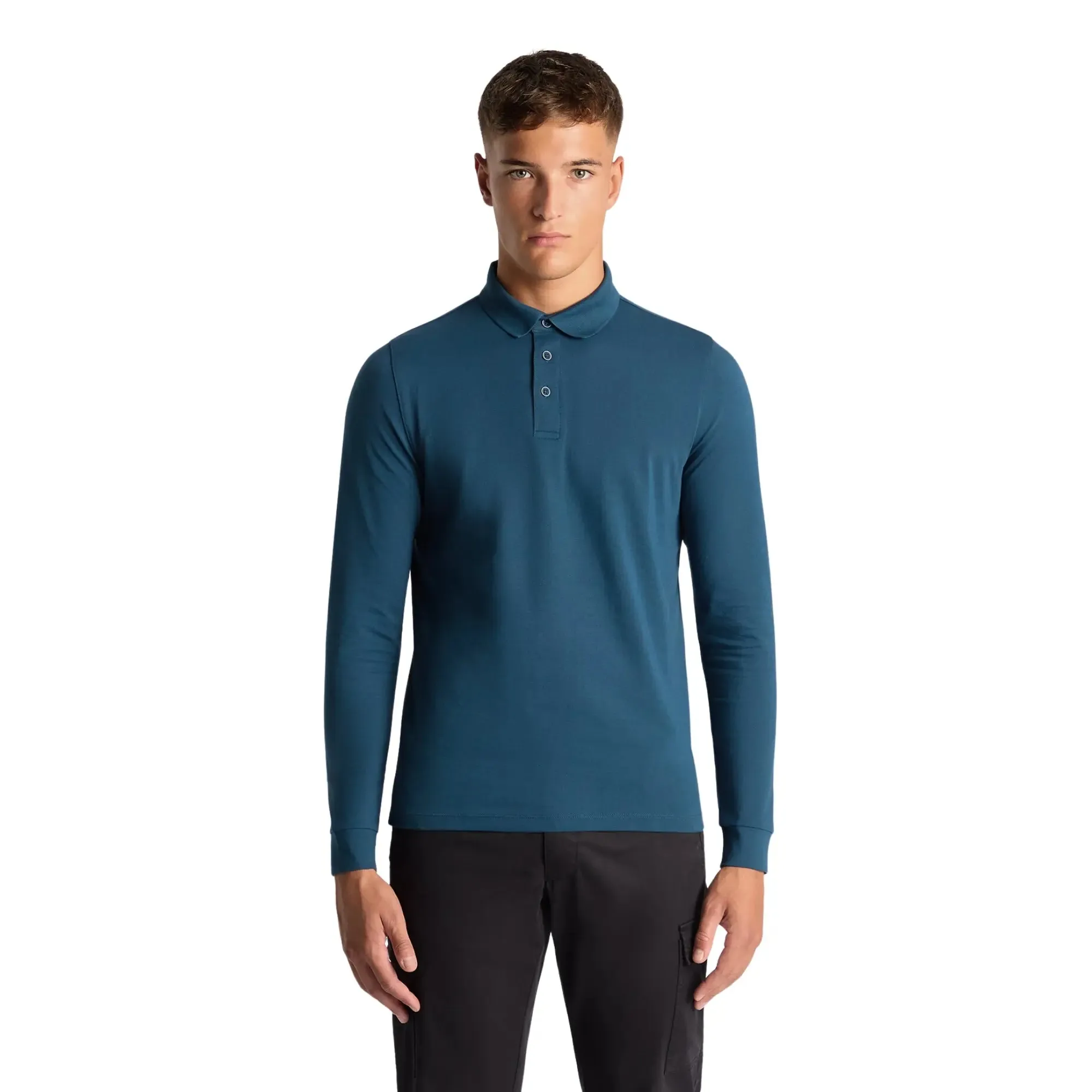 Long Sleeve 3 Button Polo - Green