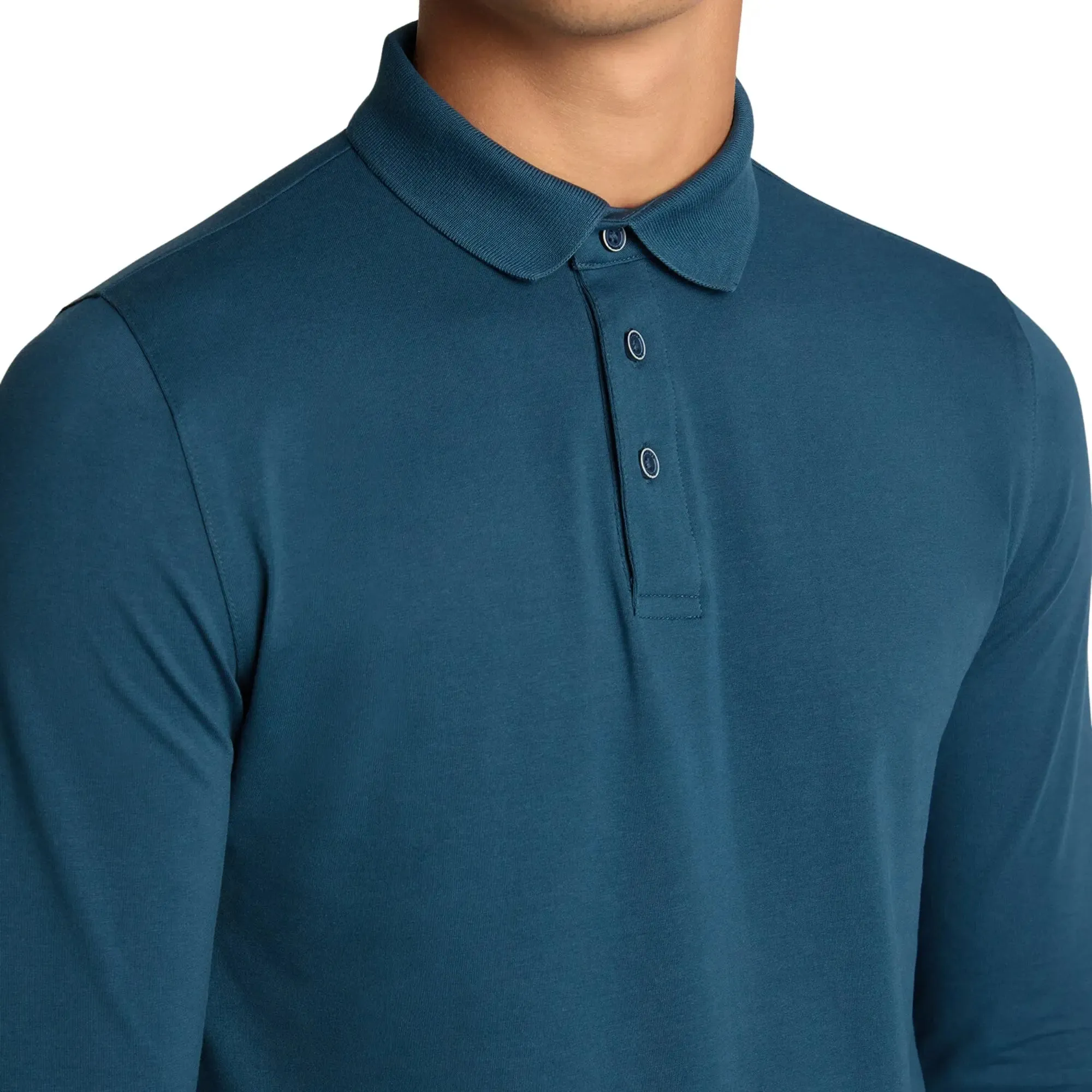 Long Sleeve 3 Button Polo - Green