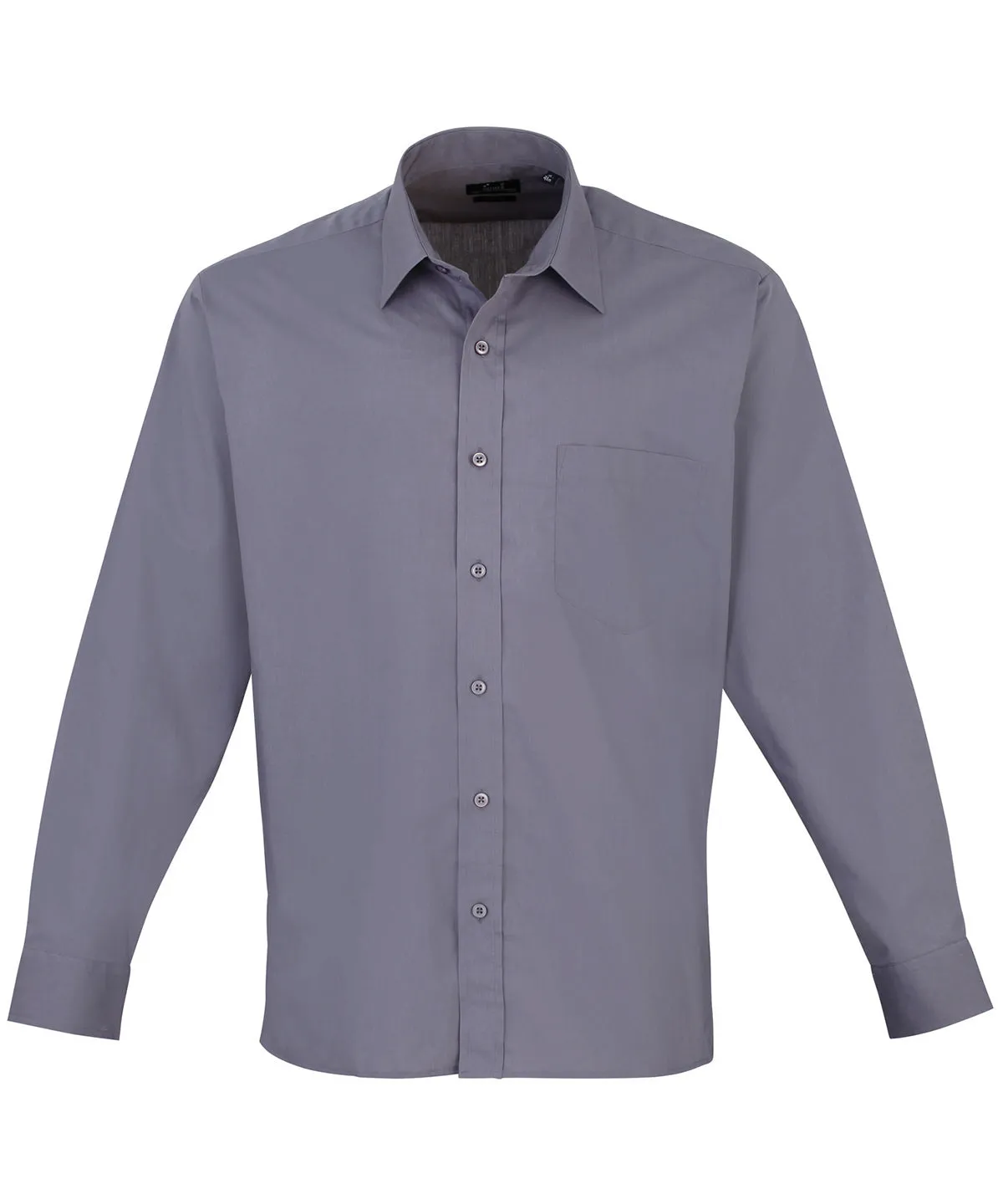 Long sleeve poplin shirt | Steel*