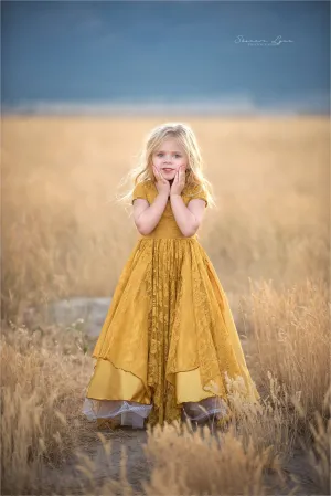 Maggie Gown • Girls Tiered Lace Gown • by Sew Trendy