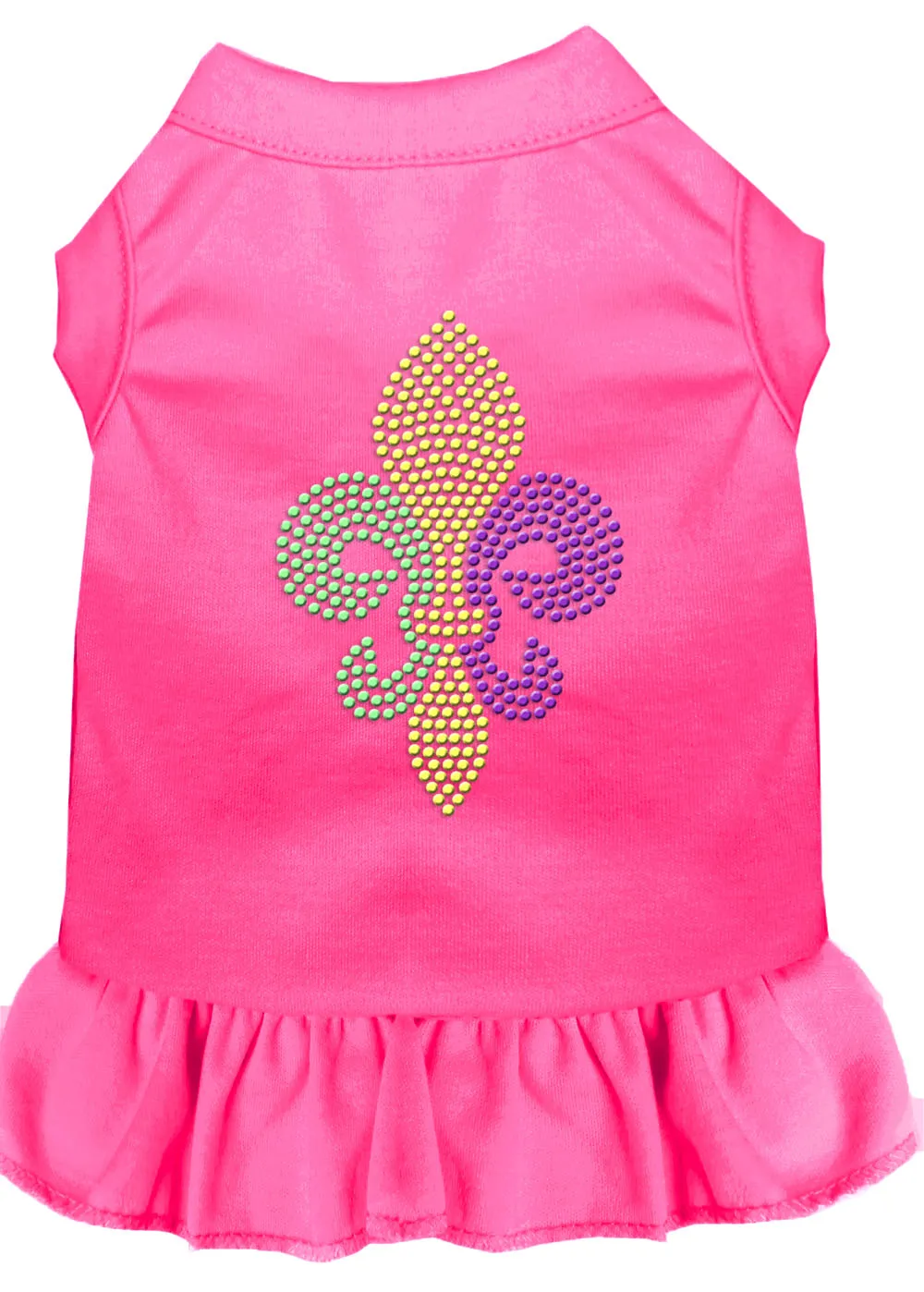 Mardi Gras Fleur De Lis Rhinestone Dress Bright Pink Xl
