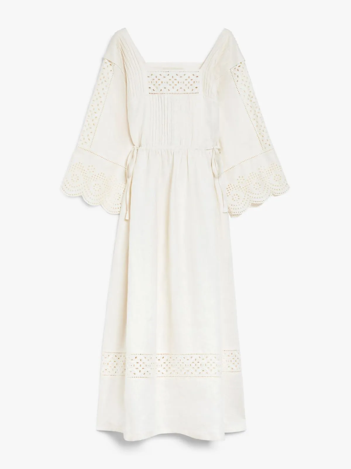 Max Mara Weekend LUGLIO Ecru Feminine dress in linen canvas