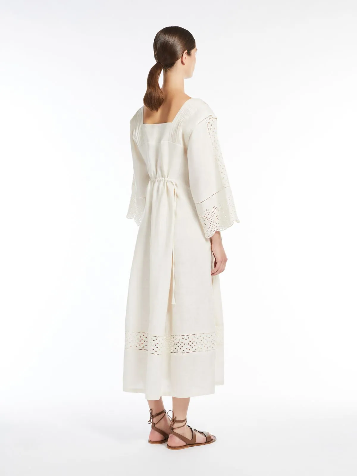 Max Mara Weekend LUGLIO Ecru Feminine dress in linen canvas