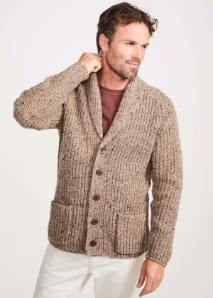 Men's Fisherman Rib Shawl Cardigan | Brown