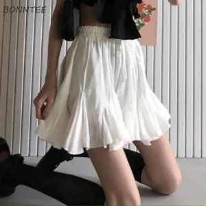 Mini Skirts Women Solid Minimalist Empire Leisure Summer All match