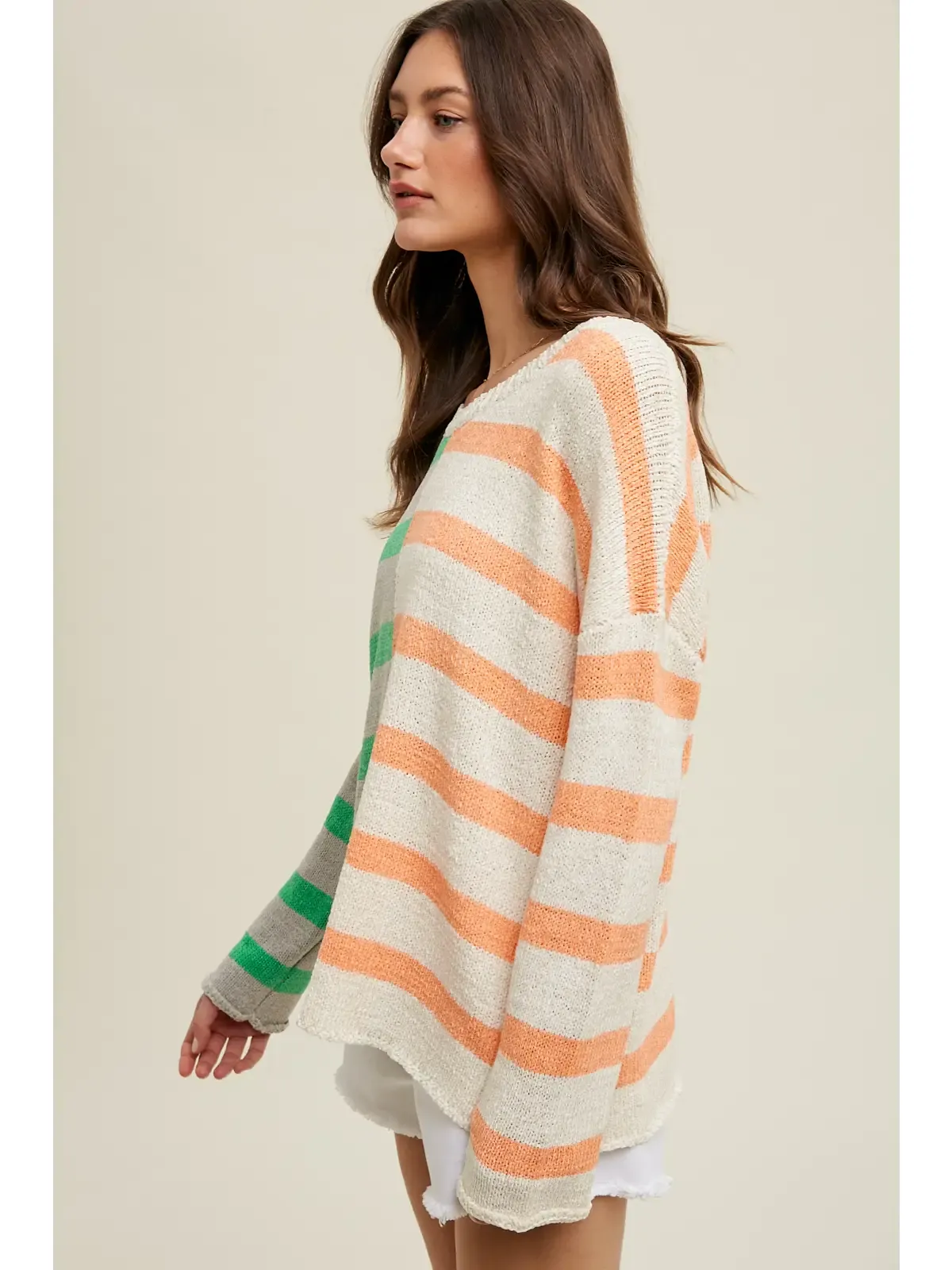 Mint/Natural Multi-Striped Colorblock Sweater