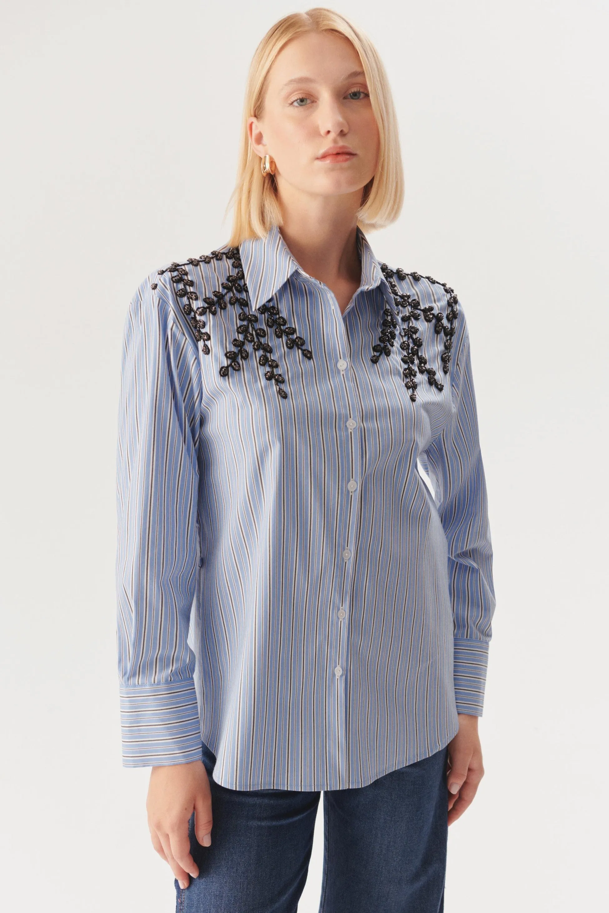 Multicolor Elegant Beaded Work Shirt