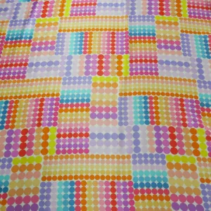 Multicolored Geometric with White Background Printed Silk Charmeuse Fabric