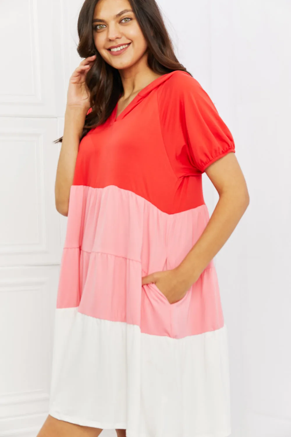 My Only Wish Color Block Hooded Dress