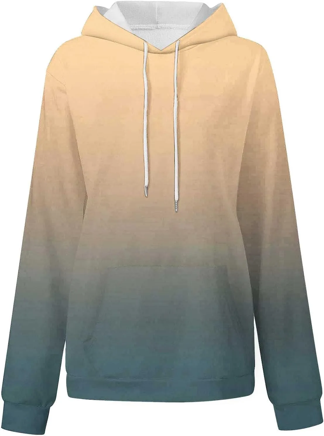 Oversized Hoodie for Women Ladies Sweatshirt Gradient Color Hooded Pullover Loose Fit Drawstring Shirts Long Sleeve