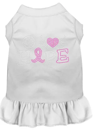 Peace Love Hope Breast Cancer Rhinestone Pet Dress White Xxxl