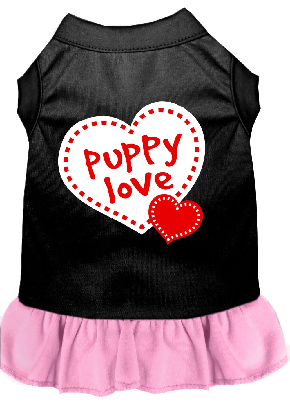 Puppy Love Screen Print Dog Dress Black With Light Pink Xxl