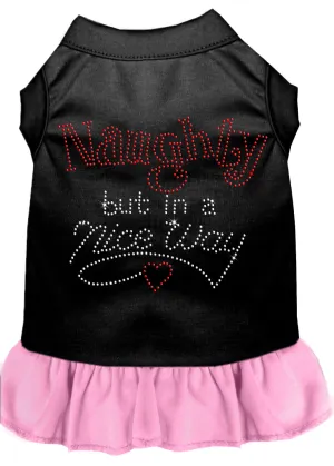 Rhinestone Naughty But In A Nice Way Dress Black With Light Pink Xl