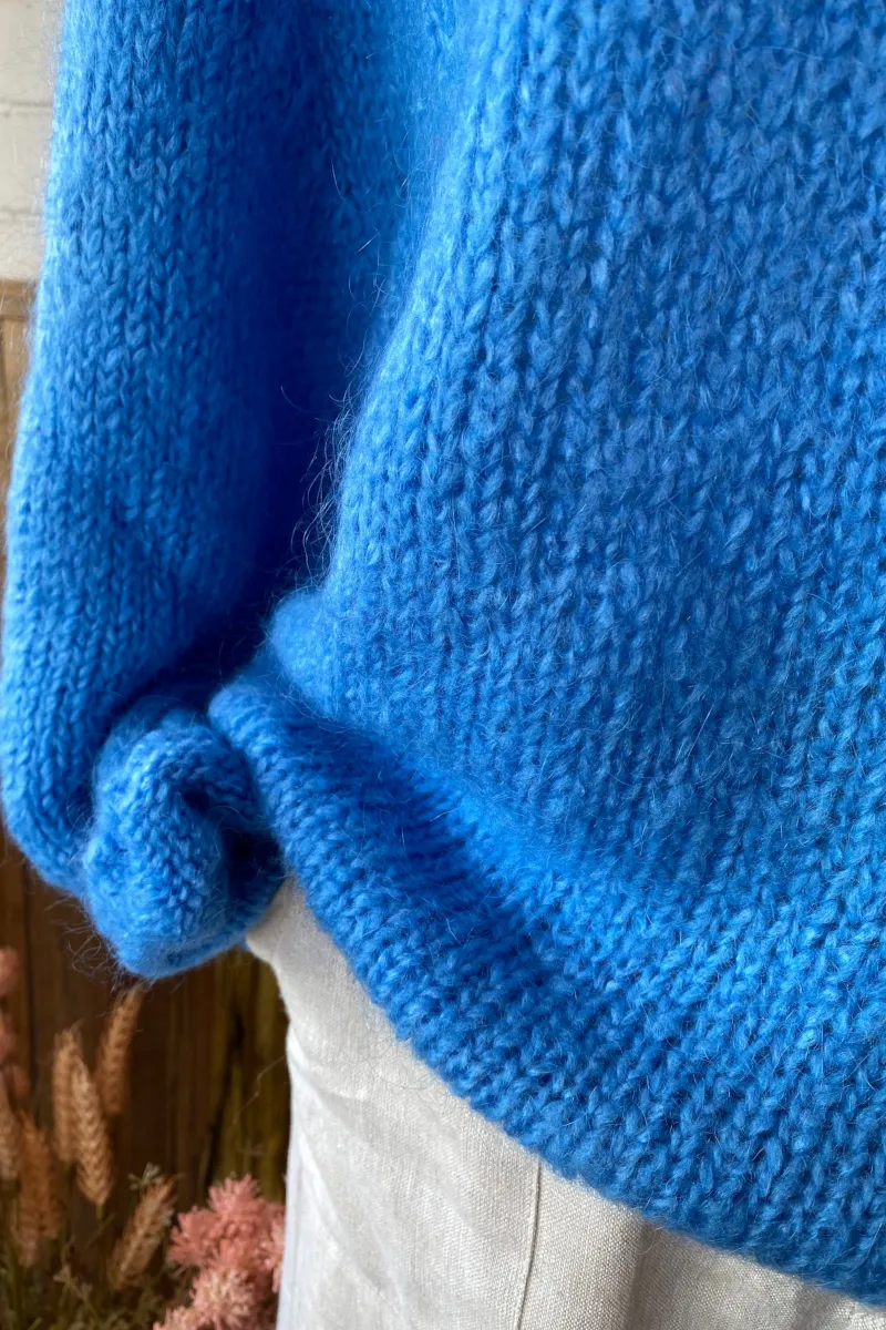 Roll Neck Mohair Wool Jumper Blue