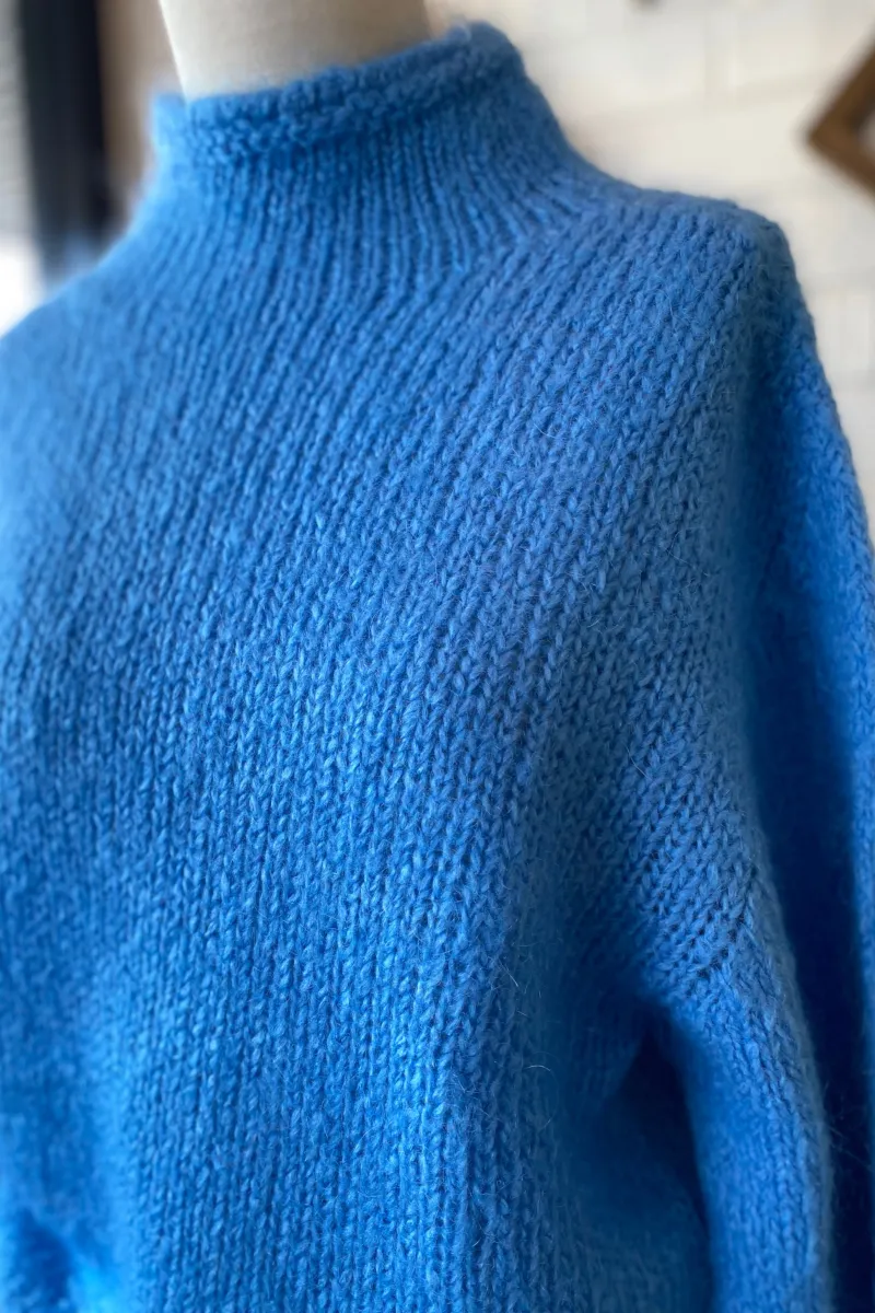 Roll Neck Mohair Wool Jumper Blue